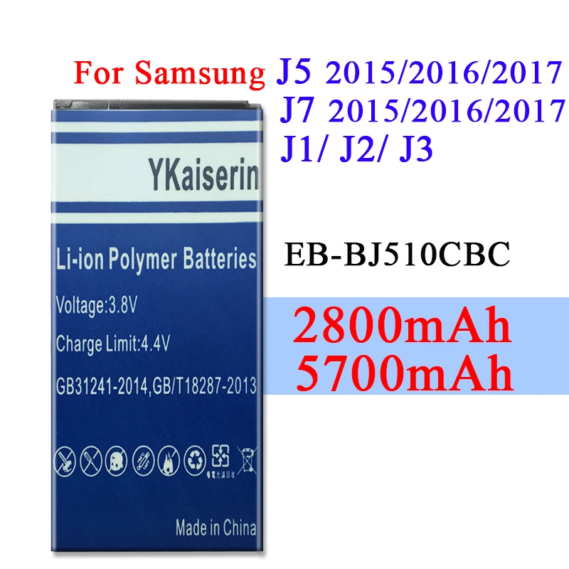 Батарея EB BJ510CBE для Samsung Galaxy J5 2016 J510 J510F J1 J2 J3 J7 2015 2017 батарея BI510CBE/BJ120CBE|Аккумуляторы