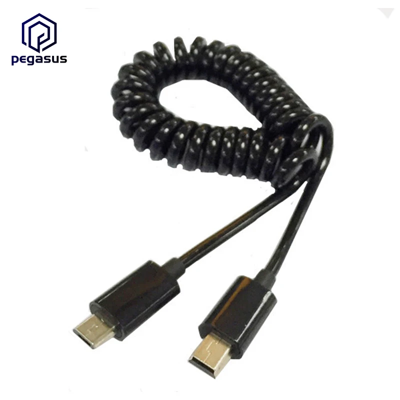 3FT Spiral Coiled Micro USB B 5Pin Male to Mini 5-Pin Adapter Charging Cable For Power Bank | Электроника