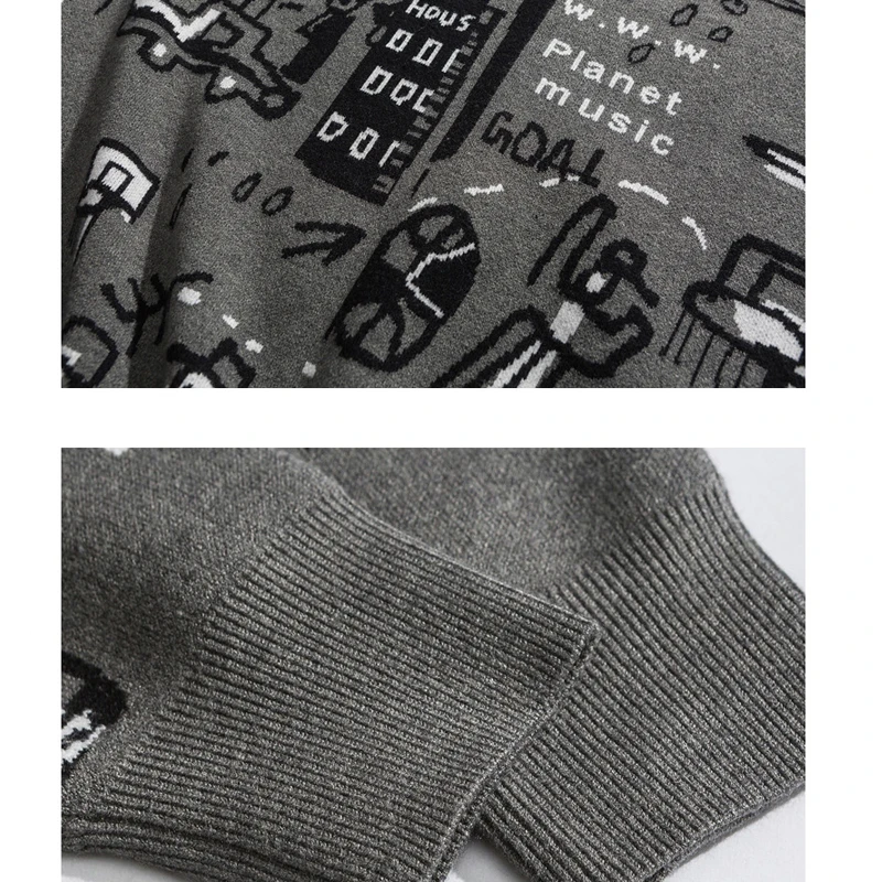 Una Reta мужской свитер осенний модный принт мультфильм свитер Pull Homme Повседневный свободный винтажный пуловер свитер для мужчин