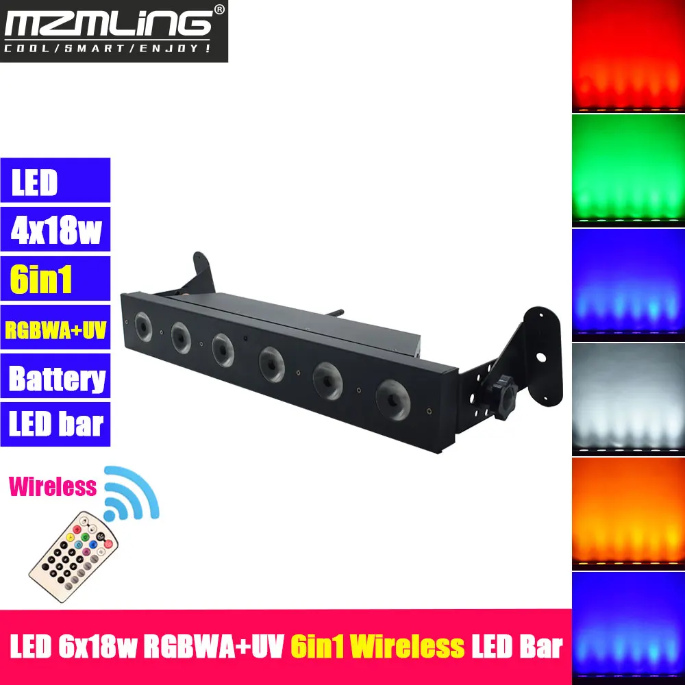 Светодиодный светильник 6x18 Вт RGBWA + UV 6in1 беспроводной DMX512 Профессиональный