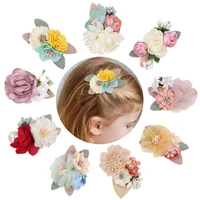 lace artificial flower hair clips pins kids sweet hairpins barrettes pins for baby girls handmade hair accessories toddlers kids
