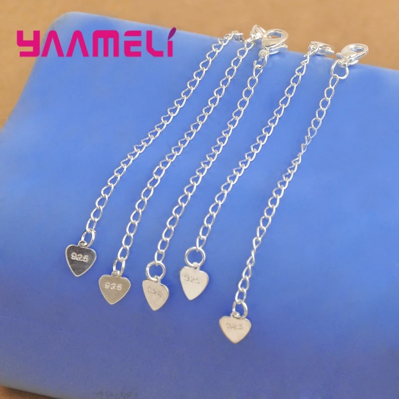 

Wholesale Jewelry Findings 925 Sterling Silver Extension Tail Chains Heart Tag Lobster Clasps For Necklace Bracelets