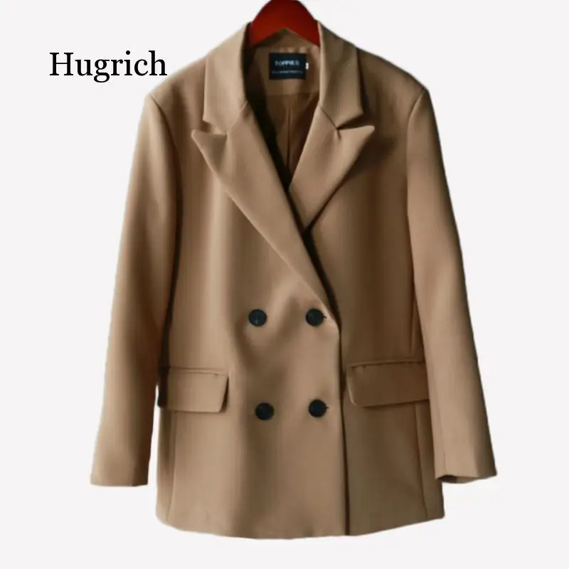 

2021 spring blazer female double breasted oversized suits official jacket ladies loose long sleeve dress