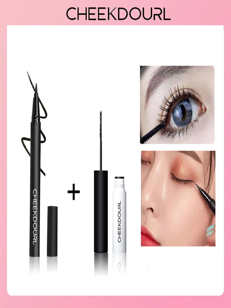 

CHEEKDOURL Liquid Waterproof Eyeliner Pencil+ LengthenThick Curling Mascara Make-up Kit