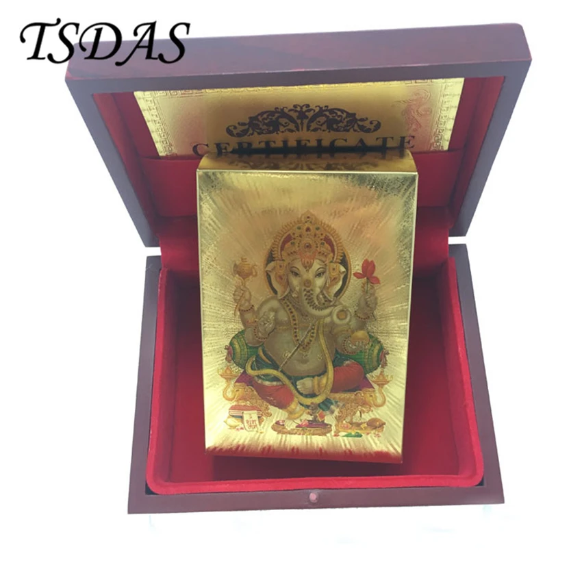 Прочные пластиковые покерные карты с золотой фольгой Позолоченные индийские