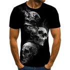 Футболка Мужскаяженская с 3D рисунком скелета ужасов, модная повседневная футболка в стиле хип-хоп, уличная одежда