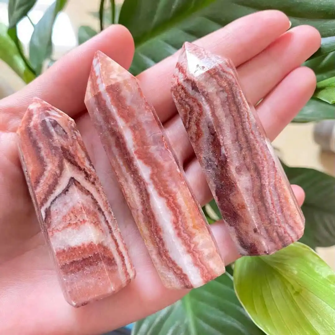 

Natural Pork Stone Crystal Quartz Energy obelisk Reiki Healing scepter Gift8-10cm