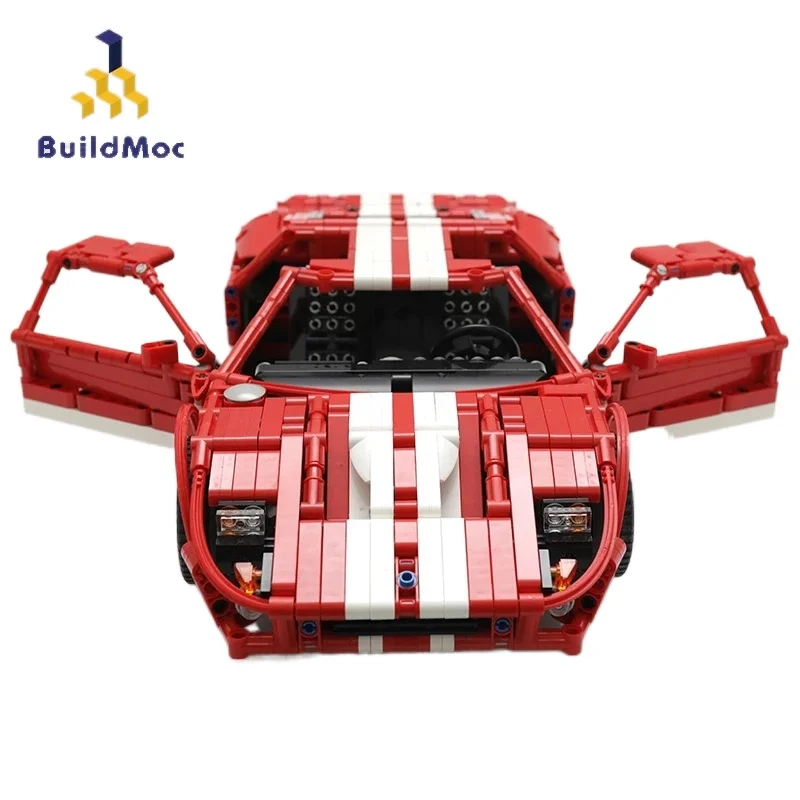 

BuildMoc технический автомобиль Supercar MOC, спортивный автомобиль, гоночный родстер, гоночные строительные блоки, кирпичи, игрушки техника без нак...