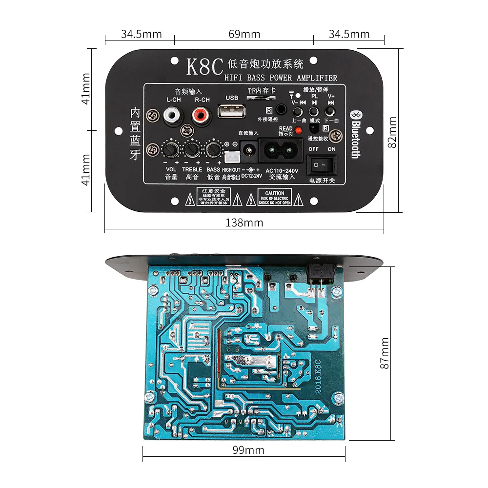 AOSHIKE автомобильный усилитель сабвуфер Bluetooth плата DIY звуковая система Динамик