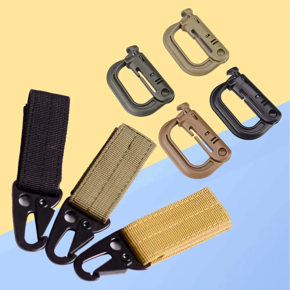 

7pcs EDC Outdoor Equipment Key Chain Nylon Ribbon Hanging Buckle Mountain Climbing Hook Belt Carabiner Backpac