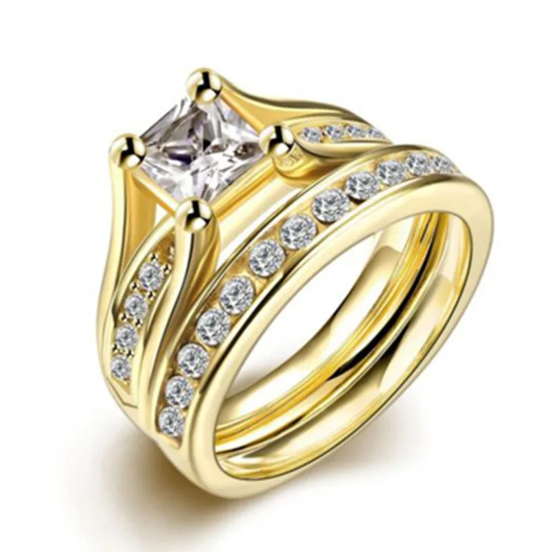 

Milangirl Wedding Rings Couple Luxury Cubic Zirconia Rings Set Vintage Engagement Bands Love Godly Jewels