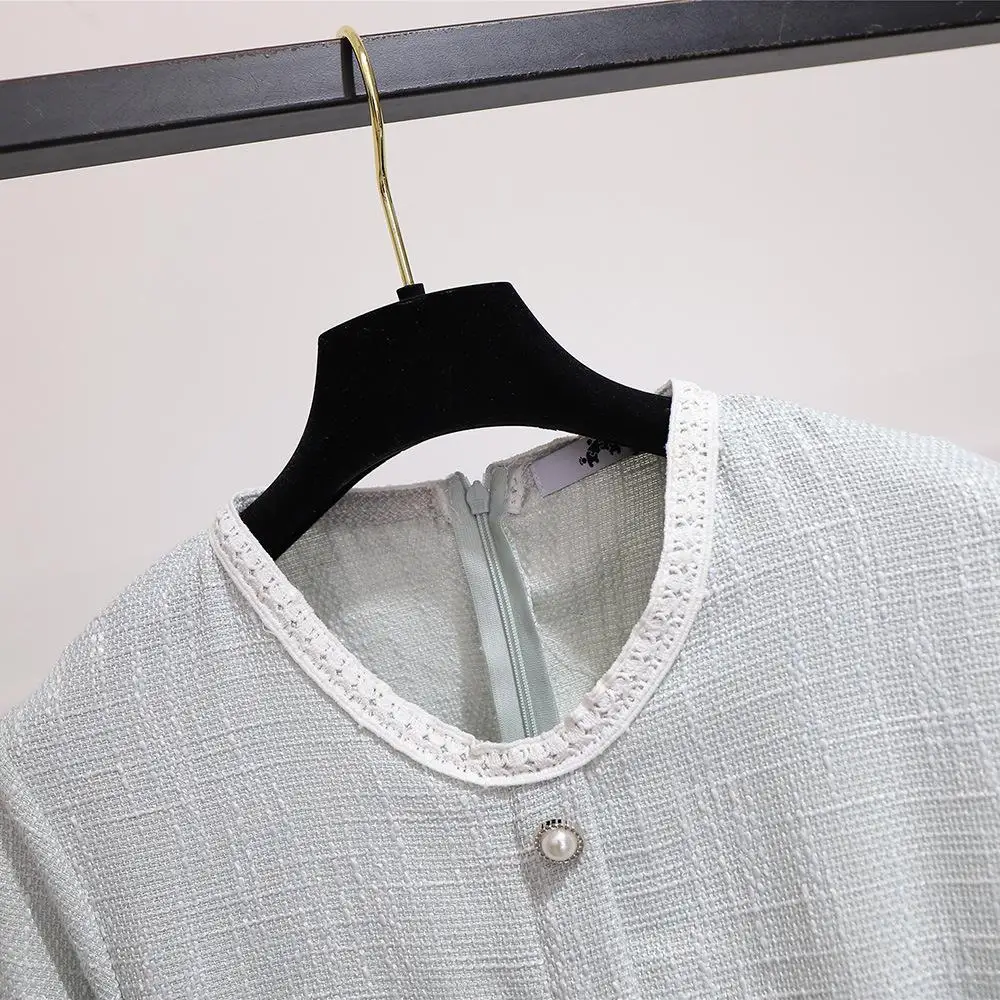 2XL-6XL плюс размер женское осеннее французское ТРАПЕЦИЕВИДНОЕ ПЛАТЬЕ ЖЕНСКОЕ тонкое Элегантное Вечернее Платье женское зимнее 5XL большое Сетчатое офисное платье