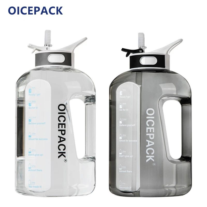 

OICEPACK 3.78L Water Bottle With Handle Flip Straw Sports Drinking Bottles Outdoor Fitness Large Capacity Water Bucket BPA Free