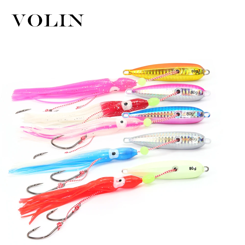 Новая Металлическая приманка VOLIN для медленной джиггинга 40 г 60 80 100 120 150 кальмара