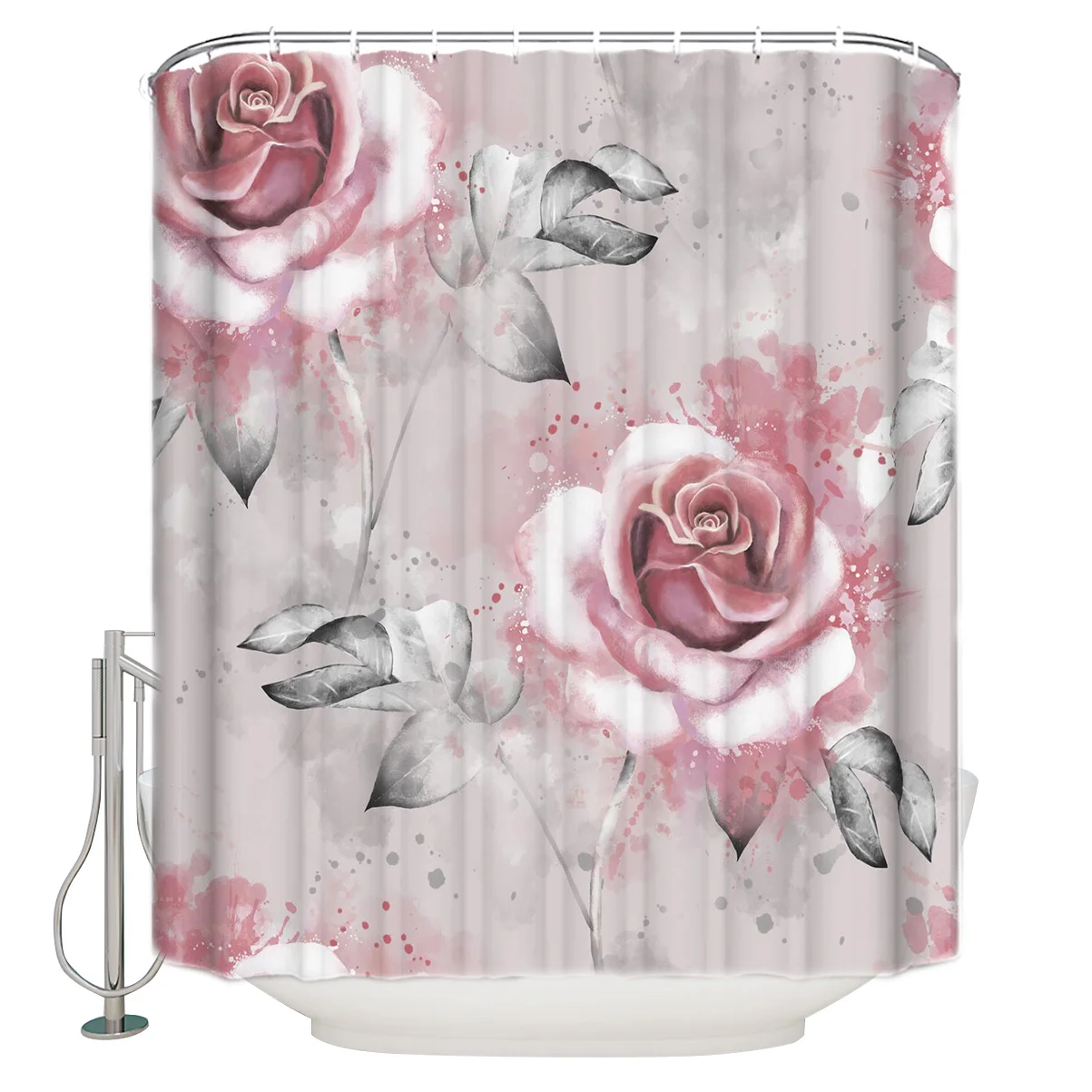 Аксессуары для ванной комнаты в винтажном стиле с розовыми цветами и листьями