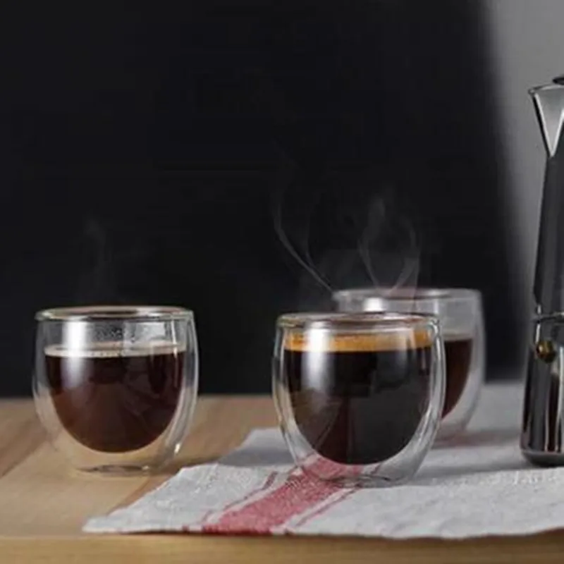 2-4-6Pcs/set 80/250/350/450ML Double Wall Glass Cup Transparent Handmade Heat Resistant Tea Drink Cups Espresso Coffee | Дом и сад