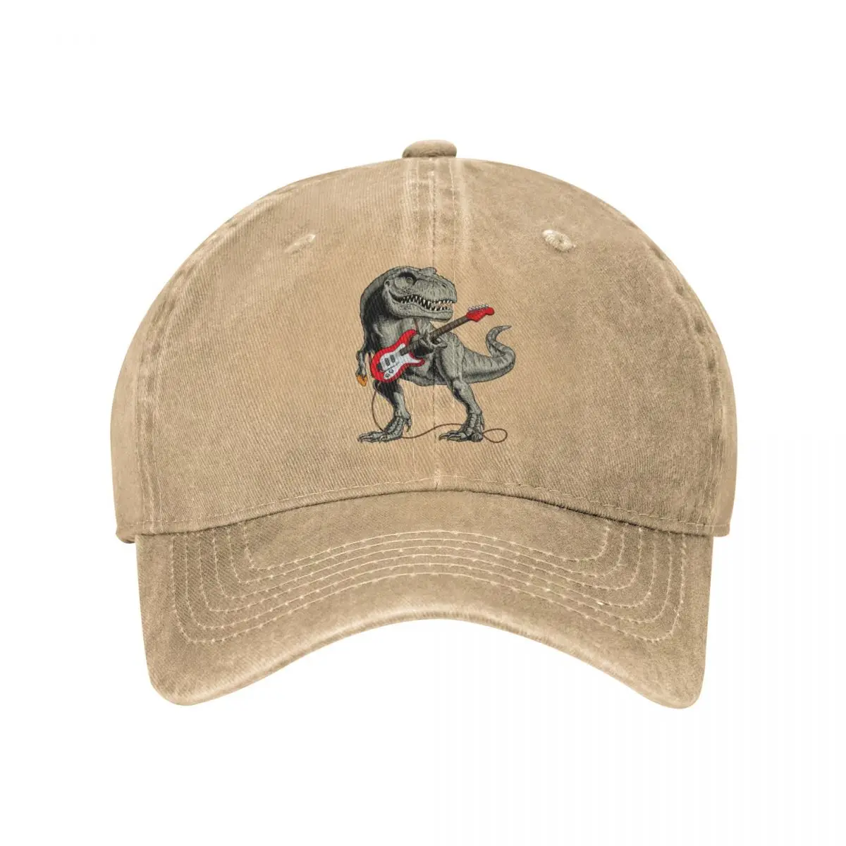 

Vintage Unisex Adjustable Trucker Cap for Adult Dinosaur Playing Electric Guitar