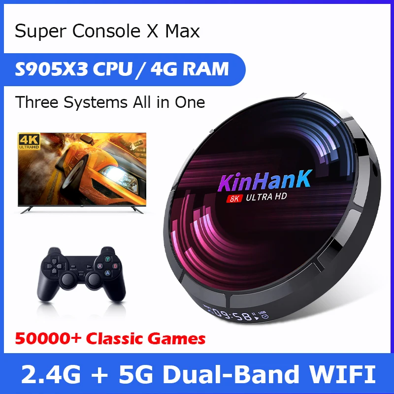 

Retro Video Game Consoles Super Console X Max 4K HD Wifi With 50000+ Games For PS1/PSP/N64/SS Game Player TV Box