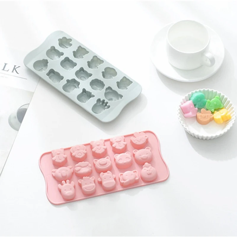 

15 Even Cartoon Animal Pig Silicone Mold Food Grade Silicone Chocolate Mold Baking Accessories Easy To Clean Kitchen Gadgets