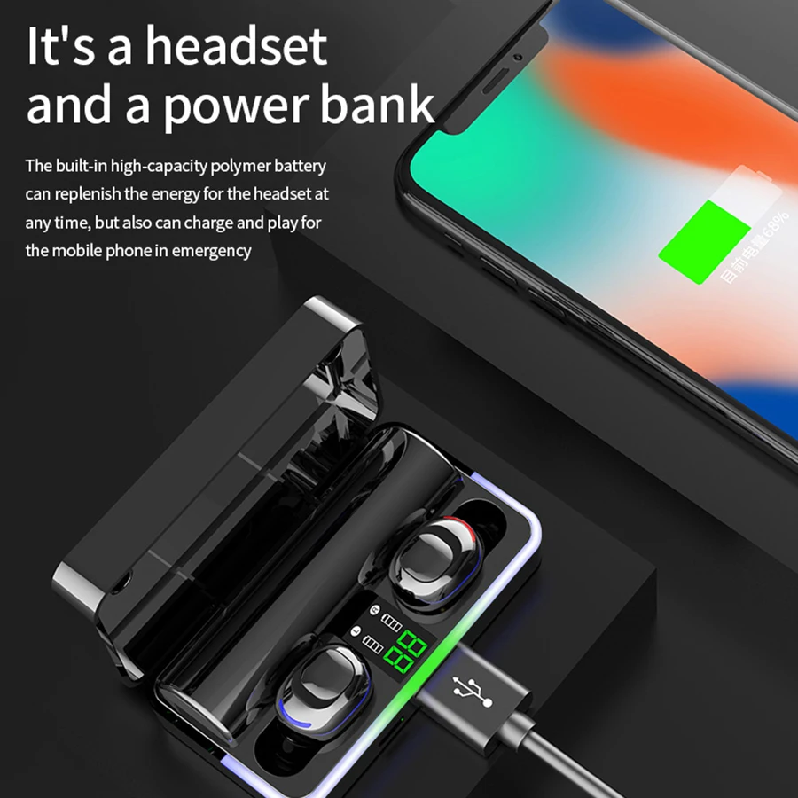 Троп Weiling TWS Bluetooth наушники истинный стерео Бас беспроводной шумоподавление