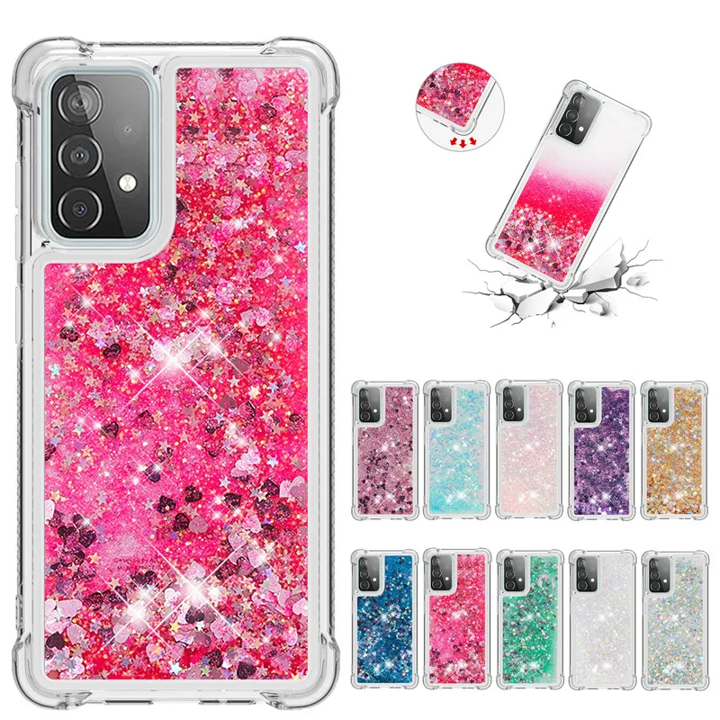 

Phone Case For Samsung Galaxy A52 A72 5G Soft TPU Glitter Liquid Quicksand Back Cover For Samsung Galaxy M31 M51 Capa Fundas