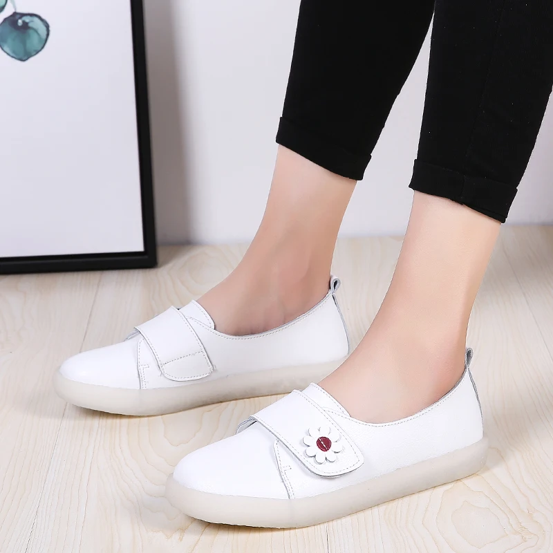 Женские слипоны на плоской подошве Обувь для мам лоферы из мягкой кожи