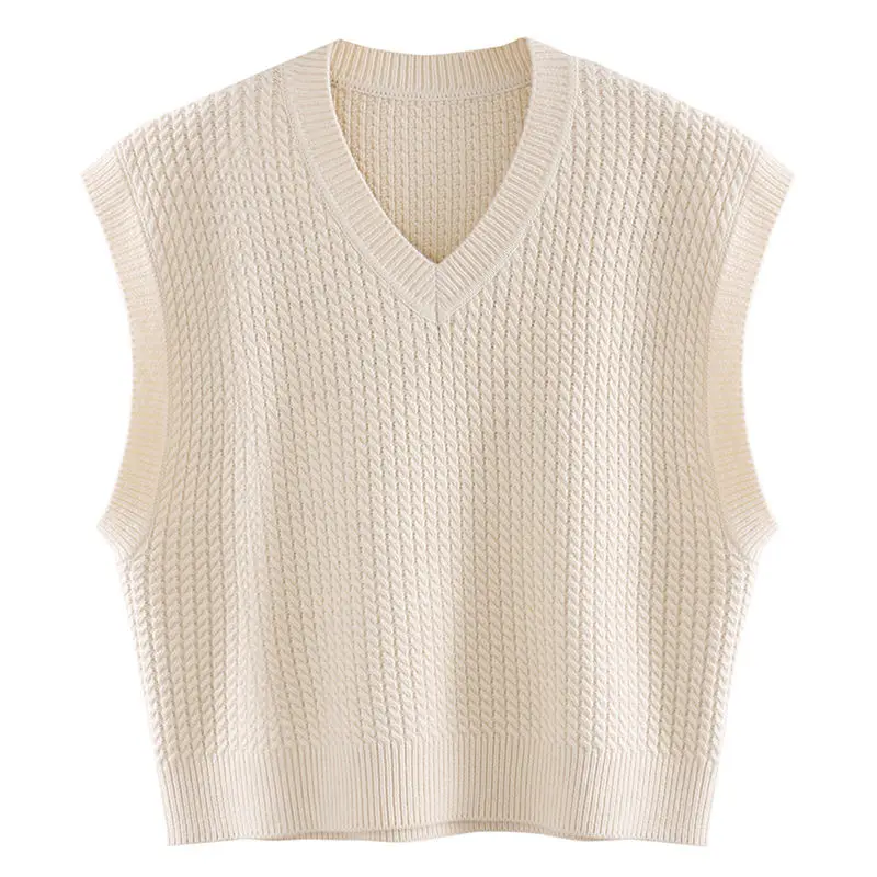 

Sweater Vest Women Leisure Solid Simple All-match Jumpers Womens V-neck New Fashion Preppy Style Sweaters Female Chic Casual Ins