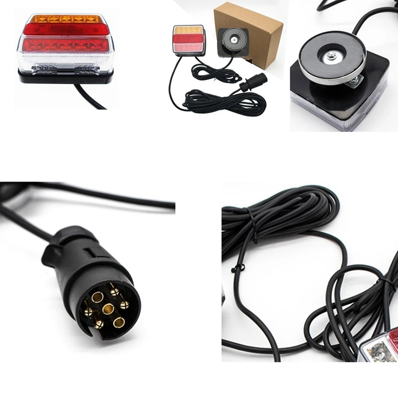 

12V/24V netic LED Trailer Light Highlight Taillights Trailer Tractor LED Taillights 7.5M Cable EU Plug