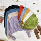 Женский укороченный кардиган с V-образным вырезом и длинным рукавом