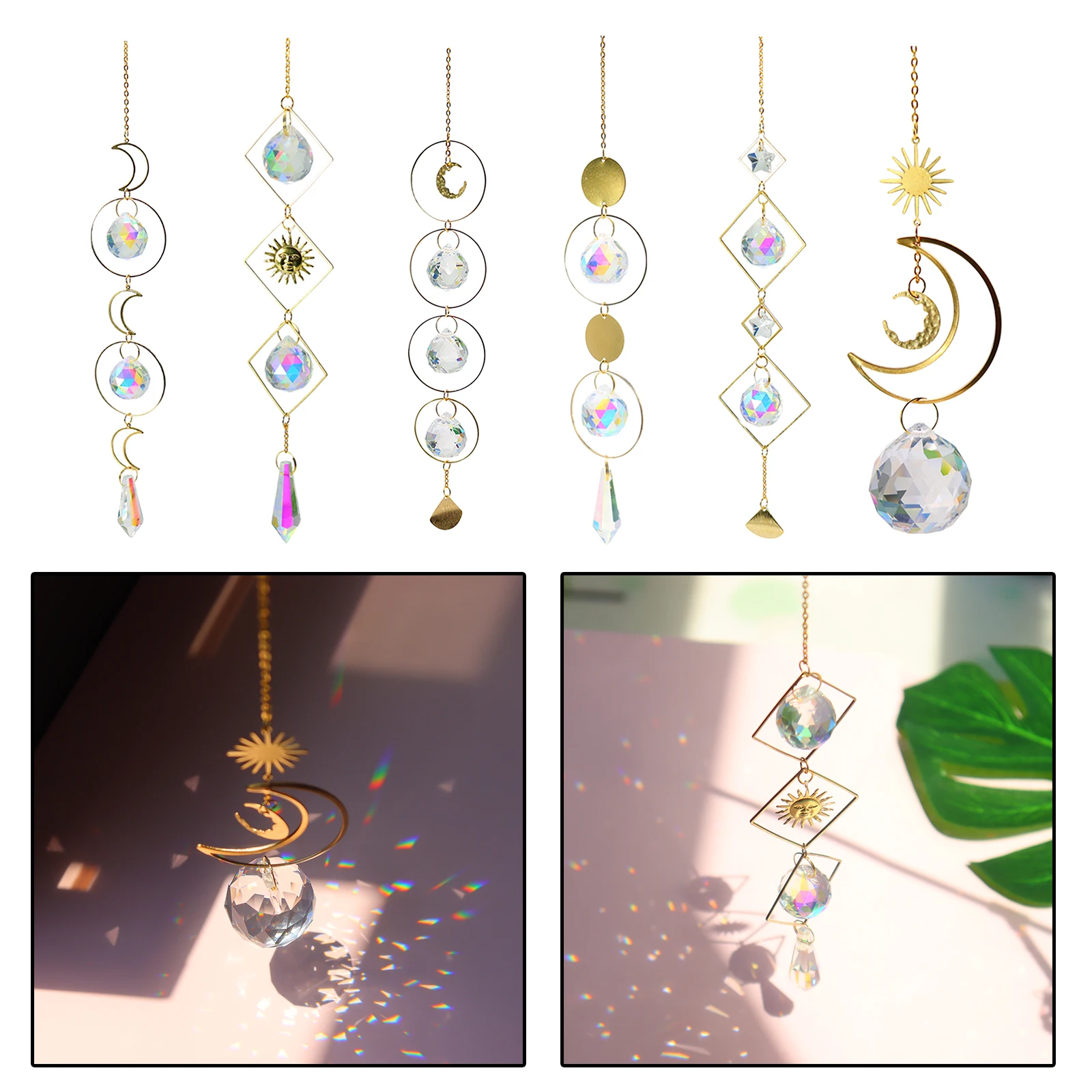 

-Геометрический солнцезащитный позолоченный Радужный прибор для изготовления окон, подвесные кристаллы, домашний декор