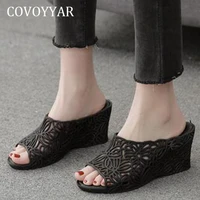 covoyyar wedge women slippers peep toe slides sandals summer fashion shoes women jelly waterproof hollow out casual shoes wsl257