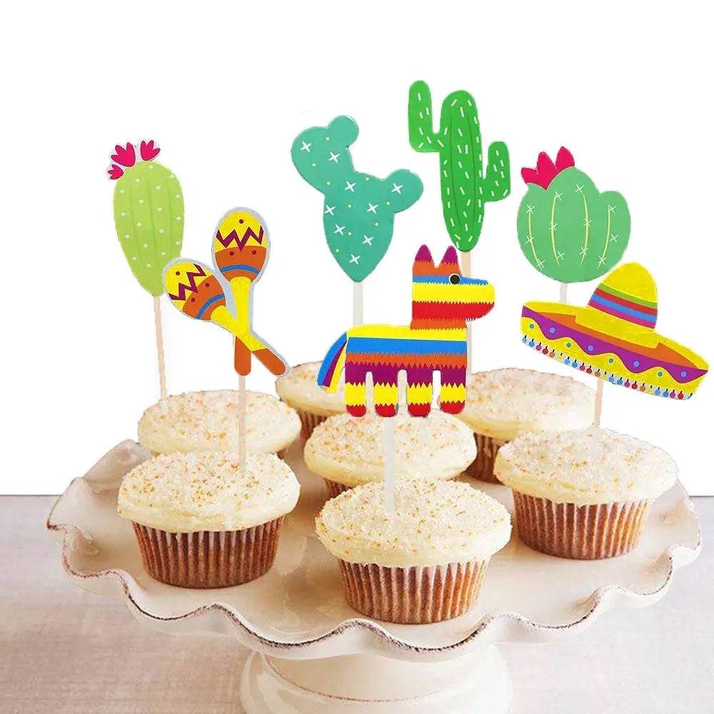 Metable 56 штук Мексиканская фиеста кекс топперы выбор торта для мексиканской