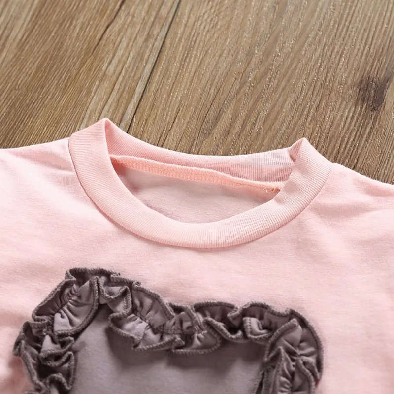 Autumn Sweet Children sets Baby Girl Long Sleeve Top And Solid Color Trousers Cute Headband Kit Kid Three-piece Outfit Set | Детская
