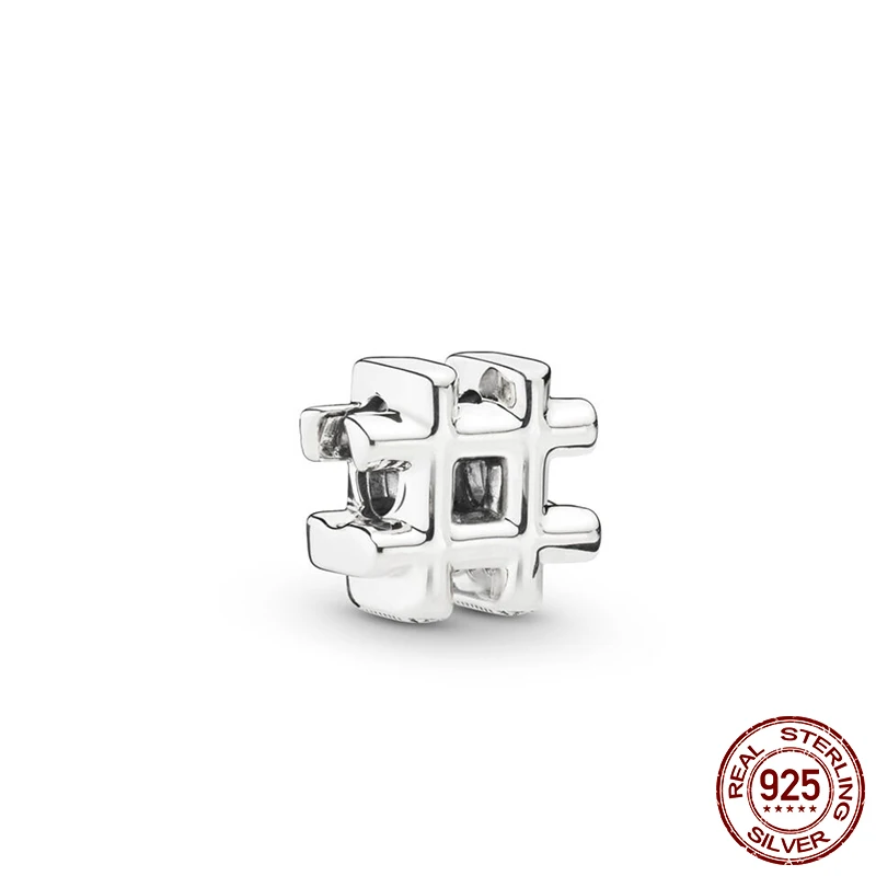 

Classic 100% 925 Sterling Silver Beads Hashtag Symbol Charms fit Original Pandora Bracelets Women DIY Jewelry