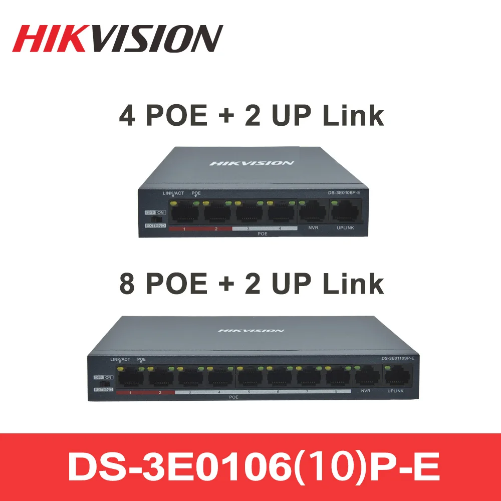 Hikvision DS-3E0106P-E (4POE + 2CH) DS-3E0110SP-E (8POE POE Switch с поддержкой расширенного режима CCTV IP-камеры