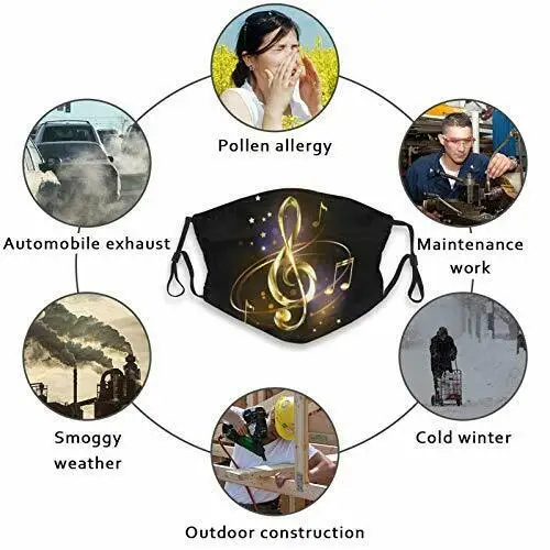 

Face Mask With Filter Pocket Washable Face Bandanas One Size|Music Note