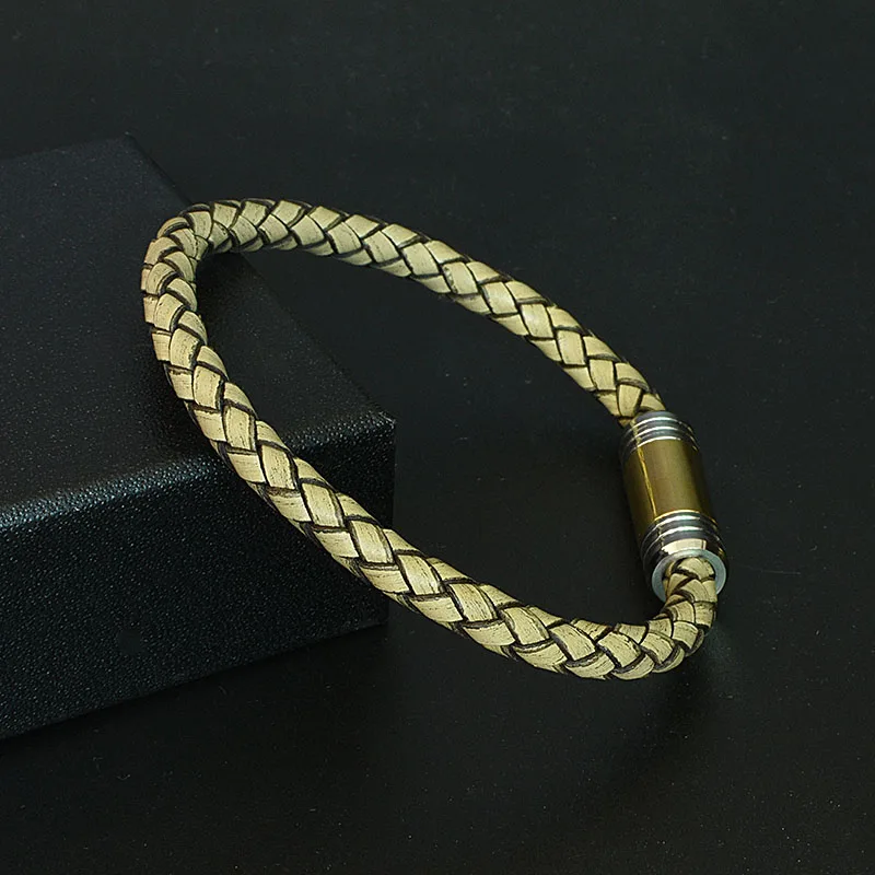 Модный кожаный мужской браслет из нержавеющей стали двухслойные браслеты с
