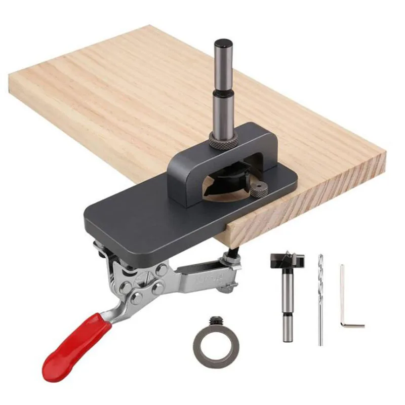 

Woodworking 35mm Hinge Boring Jig Hole Drilling Guide Locator with Fixture Hole Punching For Door Concealed Installation