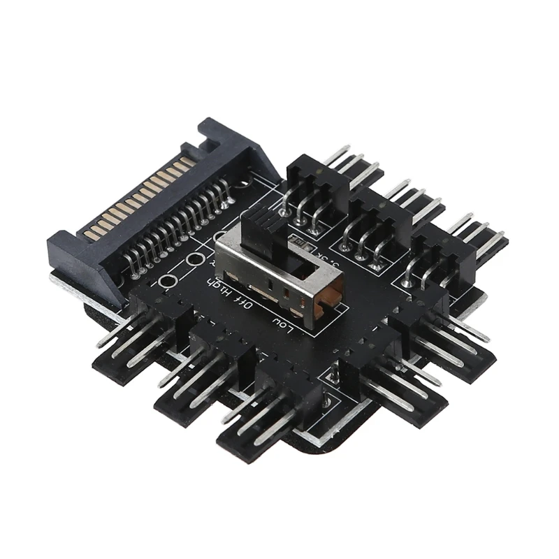 Многоходовой сплиттер кулер вентилятор охлаждения хаб ПК SATA 1 до 8 3 Pin 12V Мощность