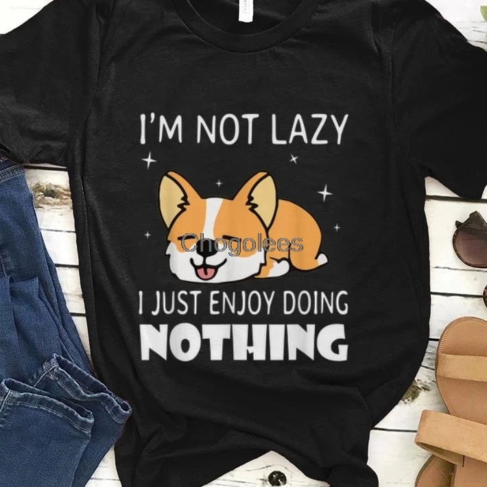 Лучшая цена я не ленив мне просто нравится ничего делать корги рубашка для собак |