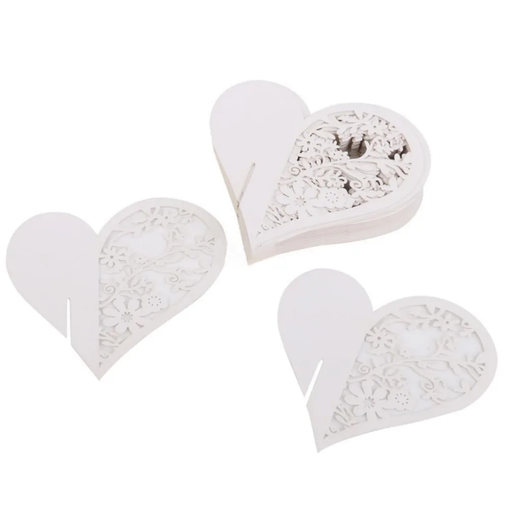 

50 Pcs Love Heart Laser Cut Wedding Party Table Wine Food Guest Name Place Cards Favor Decoration Wholesale