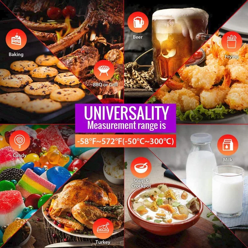 

Meat Thermometer,Instant Read Digital Kitchen Food Thermometer for Cooking Grilling BBQ Smoker Oil Liquids Candy