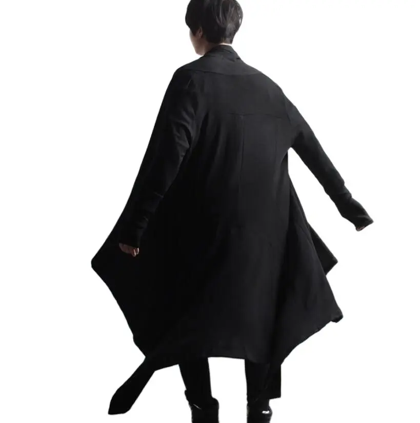 Демисезонный мужской Тренч в готическом стиле панк рок хип хоп длинная куртка