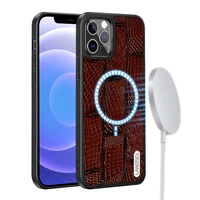 genuine cow leather phone case for iphone 12 pro max 12 mini 360 full protective cover magnetic wireless charging shell