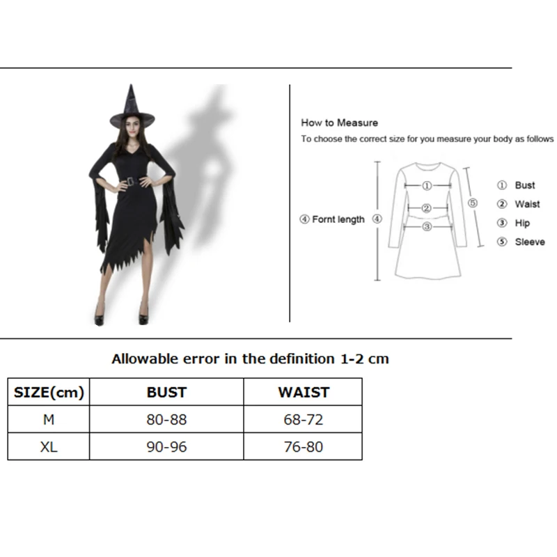 

Halloween Lady Demon Evil Witch Nun Costume Asymmetrical Ruffled Cosplay Carnival Party Fancy Dress