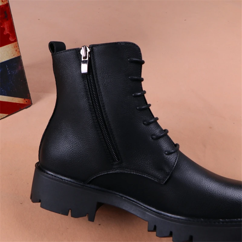 Ботинки мужские зимние из натуральной кожи на молнии меху | Обувь