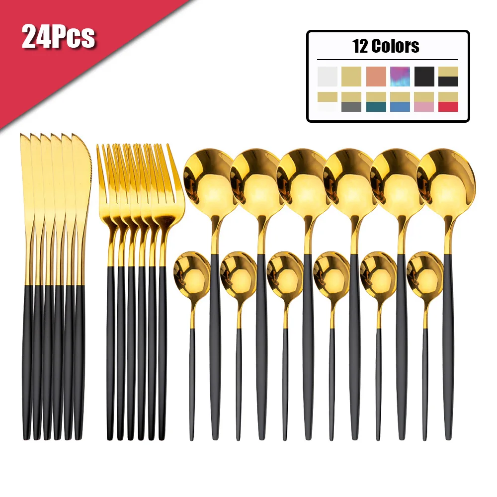 

Stainless Steel Cutlery Set Reusable Travel Cutlery Dinner Tablewre Set Knife Fork Spoon Settings Cookware Dishes Set Of Dishes