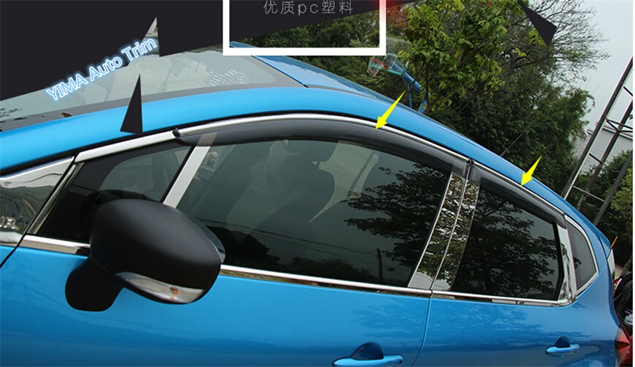 

Козырьки для Renault Captur 2014, 2015, 2016, 4 шт.