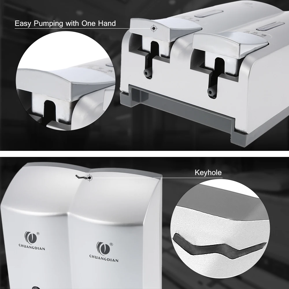 Настенный ручной диспенсер для мыла CHUANGDIAN с шампунем, 300 мл * 2, жидкость для уборки в комнате отдыха.