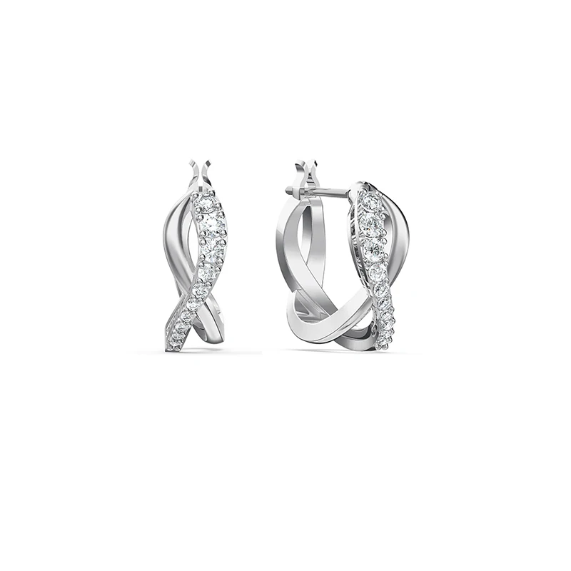 

Fashion SWA New TWIST Pierced Earrings White Gold Beautiful Intertwined Lines Decoration Women Romance Jewelry Gift